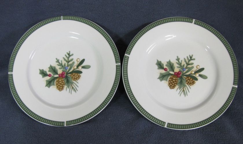 Wintergreen Fairfield China Salad Plate Plates Holly Berries Pinecones 