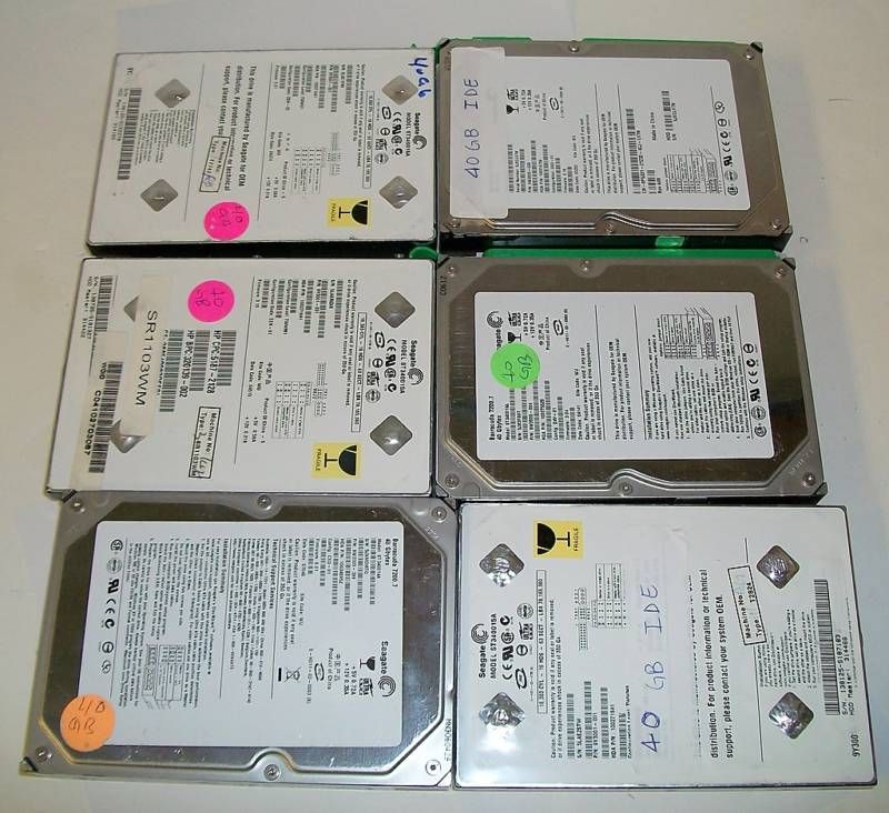 LOT (6) OF SEAGATE 40GB HARD DRIVE ST340015A 7200  