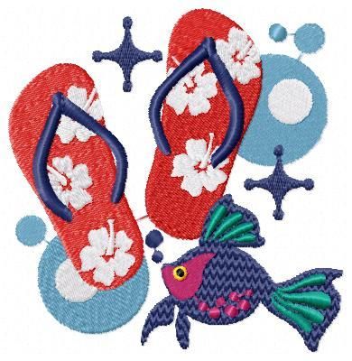 Vintage Retro Summer Beach Machine Embroidery Designs  