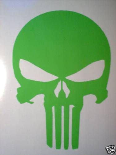 PUNISHER SKULL DECAL STICKER   LIME GREEN   AWESOME   