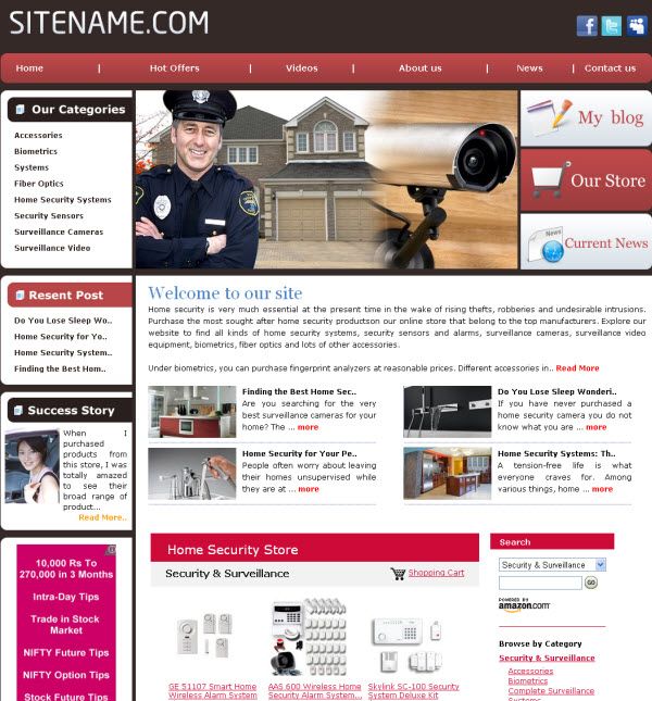 Established Hi Tech Home Security Website for sale   
