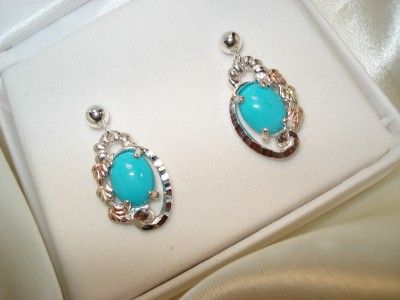 BLACK HILLS GOLD/silver GENUINE Post Turquoise Earrings~NEW  