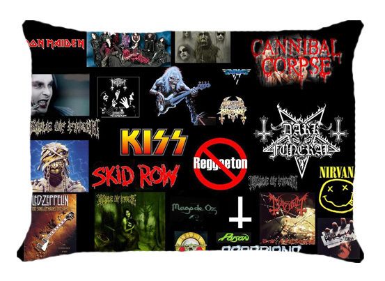   , SKID ROW, etc Logo Rock Band Pillow Case Black Bed Home Gift  