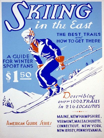 AMERICAN EAST SKI WINTER SPORT ME VERMONT REPRO POSTER  