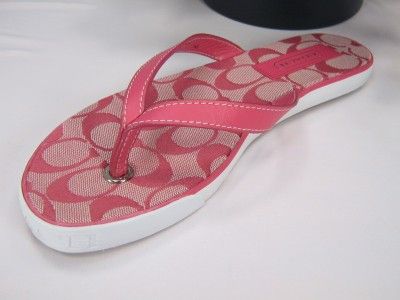 New NIB Coach Val Signature Flip Flop Sandal Pink 6.5  