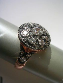 ALEXANDRA RING mid century antique diamond inspired sterling pink gold 