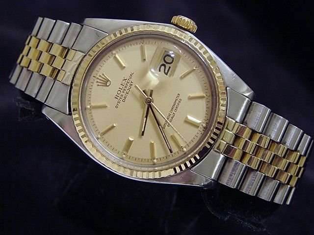 Mens Two Tone 14k Gold/Steel Rolex Datejust Watch Champagne  