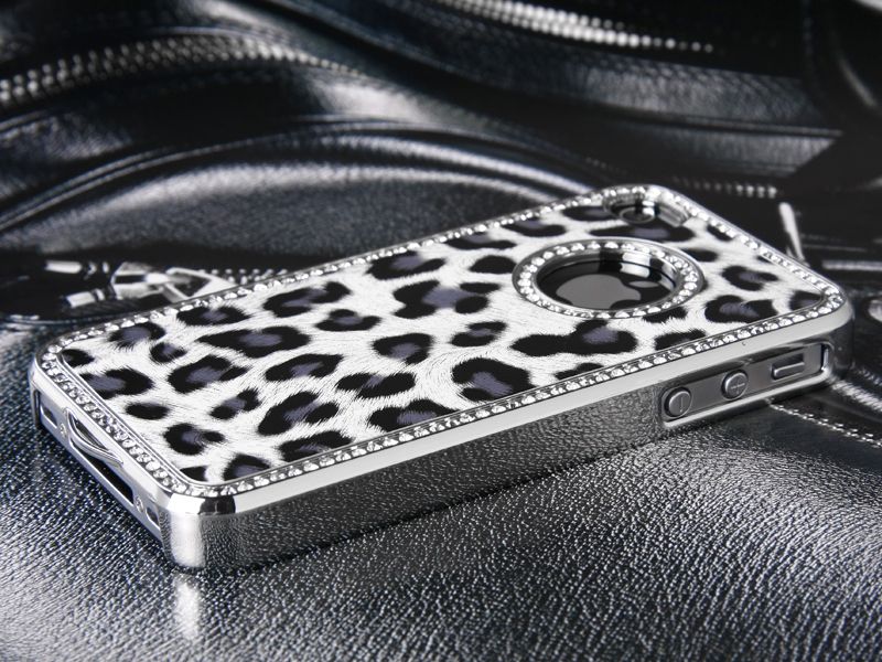 Luxury Bling Rhinestone Leopard Hard Case Cover for Apple Verizon 