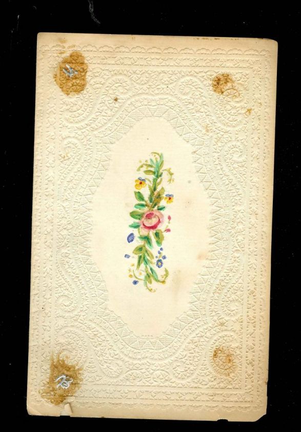 1865 antique VICTORIAN EMBOSSED friendship CARD die cut  