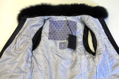   QUALITY FOX Fur Leather VEST top GILET Pelliccia Black Beige M  