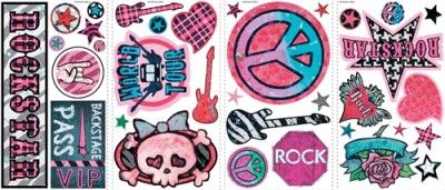 GIRLS ROCK AND ROLL WALL STICKERS Guitars Decals Decor 034878593173 