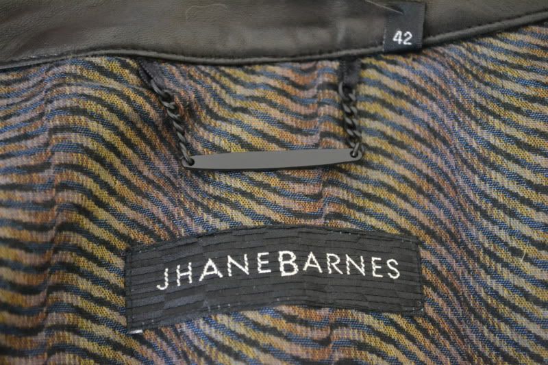 JHANE BARNES Mens Black Lambskin Leather Zip Up Coat Jacket size 42 