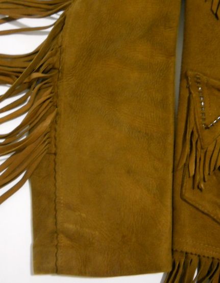 Vintage 70s PIONEER WEAR Deer Skin HIPPIE Whip Stitch FRINGE Coat 