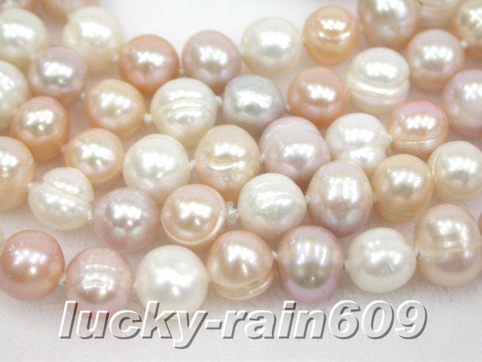 47 9mm white pink freshwater pearls necklace  