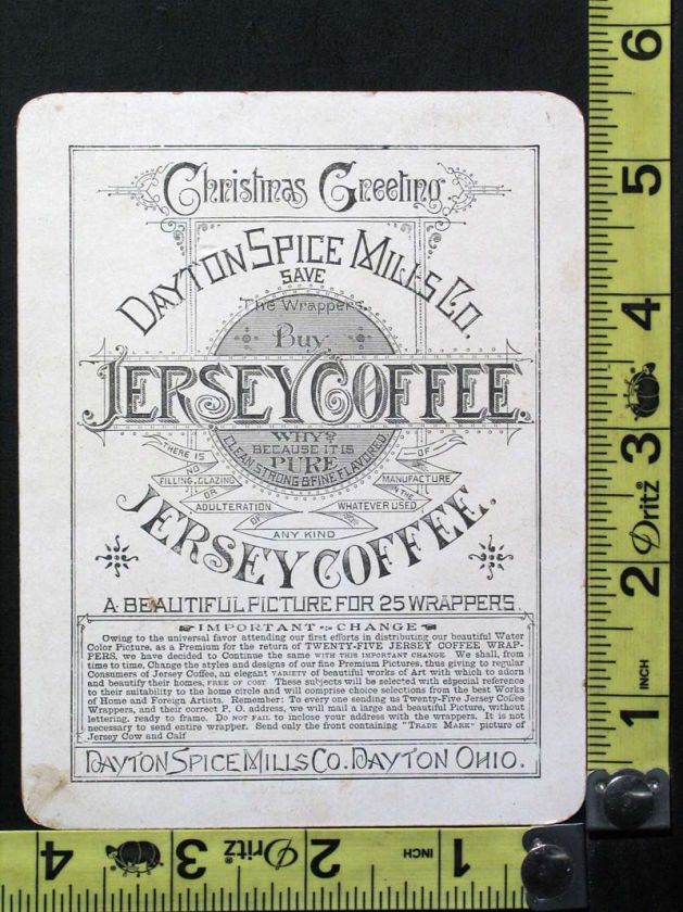   Victorian Trade Card Jersey Coffee Christmas Greetings, Dayton, Ohio