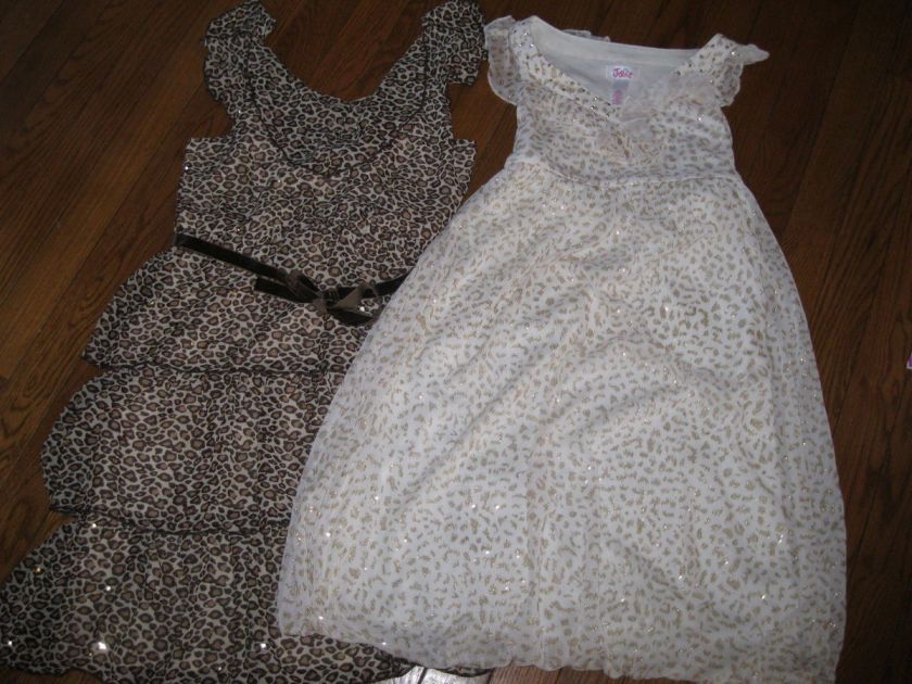 NWT Justice Girls Party Dress Animal Print, Tan or Ivory sz 12  