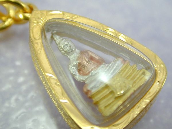   Buddha Amulet 24K Yellow 18K White & Rose Gold GP Necklace 18  