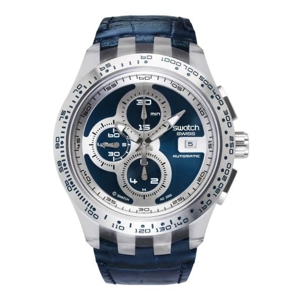 Swatch Irony Chrono Automatic Right Track Blue Dial Mens Watch 